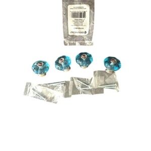 4 Blue Acrylic Knob Replacements with Satin Nickel Base Cabinet‎ Dresser Cottage
